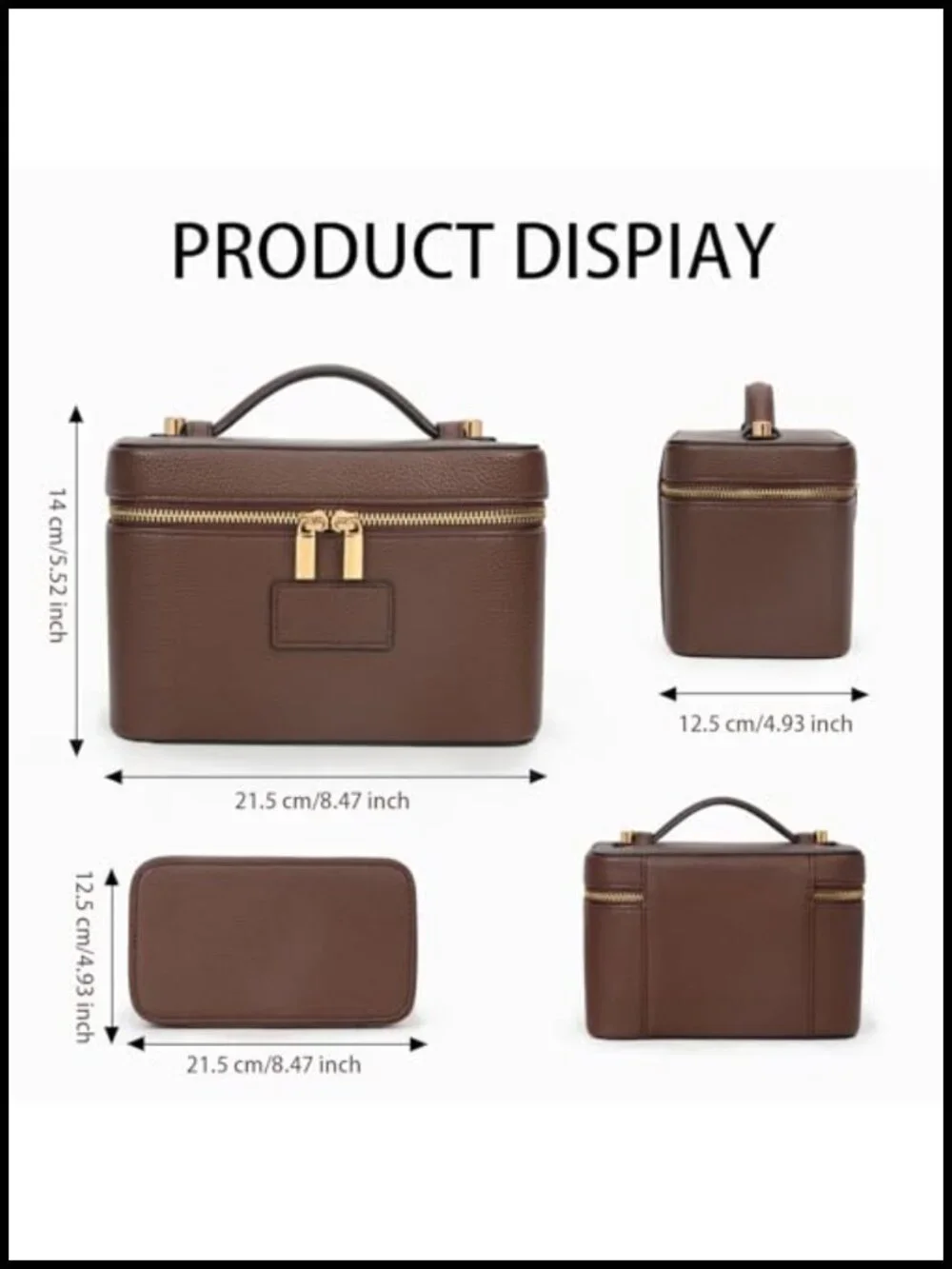 Travel Makeup Bag with Removable Divider PU Leather Portable Toiletry Cosmetic